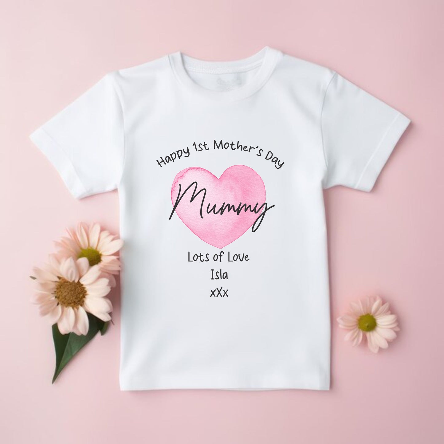 white personalised t-shirt for mothers day