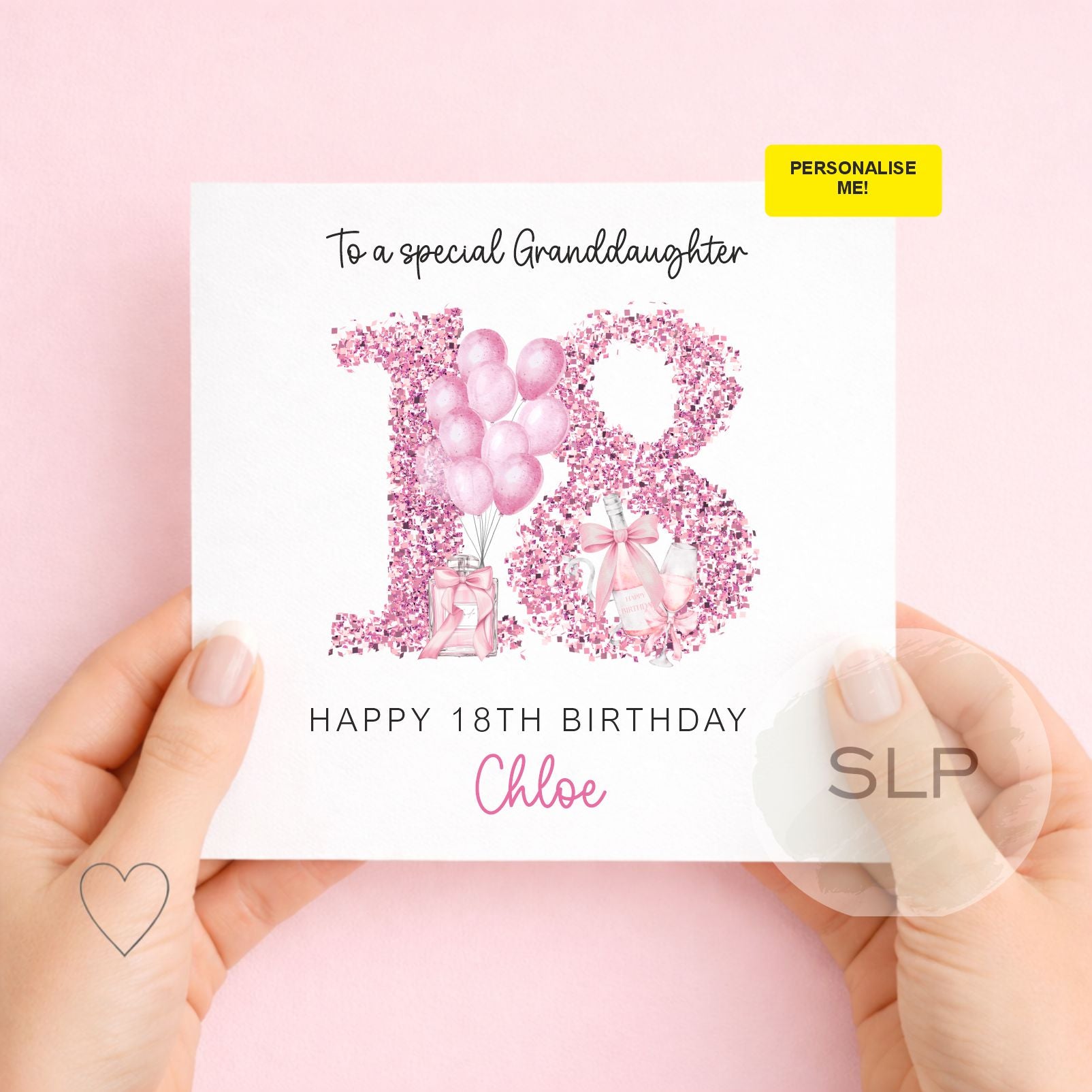 Personalised 18th Birthday Card Any Age Any Name – Pink Champagne Birthday Card – 18th  Birthday Card for Her Birthday Daughter Friend