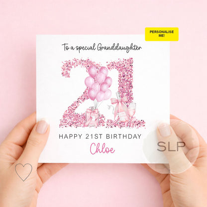 Personalised 21ST Birthday Card Any Age Any Name – Pink Champagne Birthday Card – 21st  Birthday Card for Her Birthday Daughter Friend