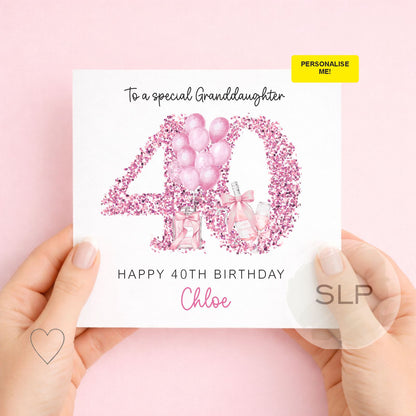 Personalised 40th Birthday Card Any Age Any Name – Pink Champagne Birthday Card – 40th Birthday Card for Her Birthday Daughter Friend