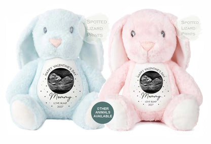 Valentines Day Gift From Bump Bunny Soft Toy - Mummy Teddy Bear - Baby Scan Teddy - Valentine's Day From Bump - Bumps First Valentines Day