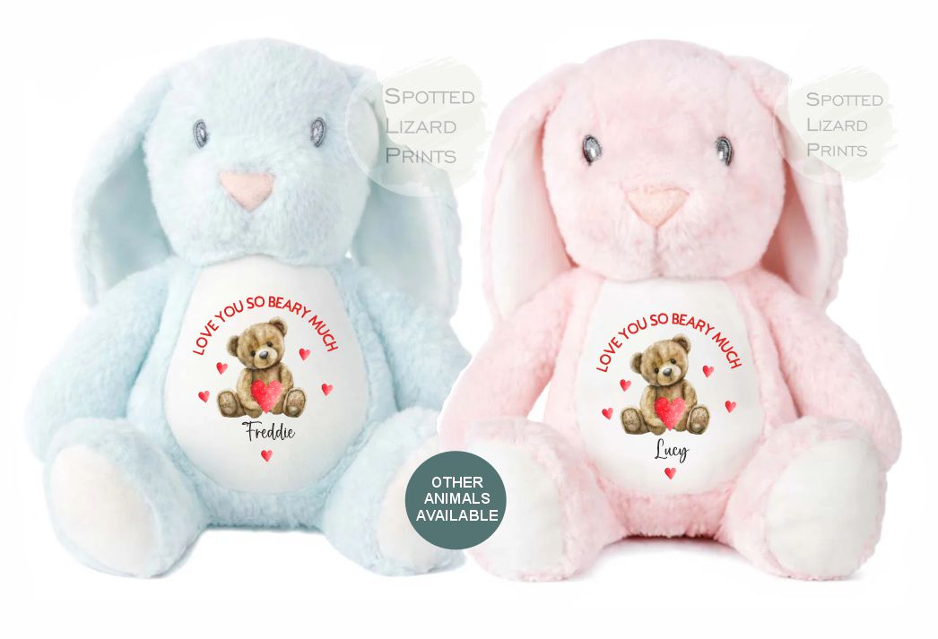 Personalised First Valentines Teddy Soft Toy, personalised Valentines Gift, Valentines Day soft Toy, Gift for Her, Our little Valentine