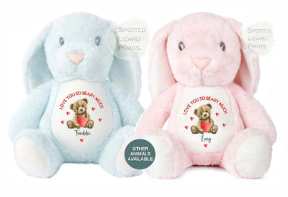Personalised First Valentines Teddy Soft Toy, personalised Valentines Gift, Valentines Day soft Toy, Gift for Her, Our little Valentine
