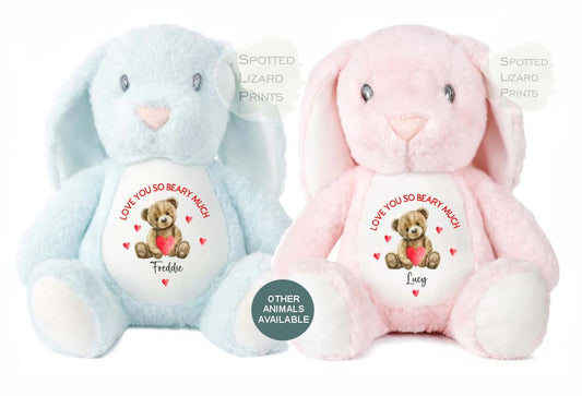 Personalised First Valentines Teddy Soft Toy, personalised Valentines Gift, Valentines Day soft Toy, Gift for Her, Our little Valentine