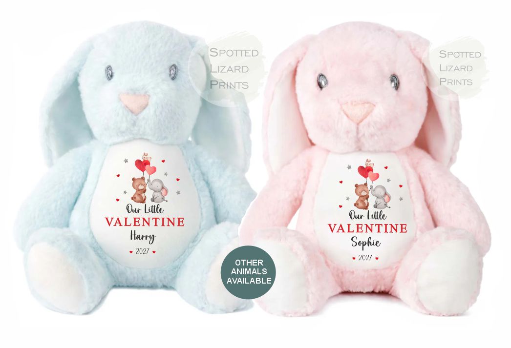 Personalised My First Valentines Day Teddy Gift,  First Valentines Day Soft Toy, Baby's First Valentines Day
