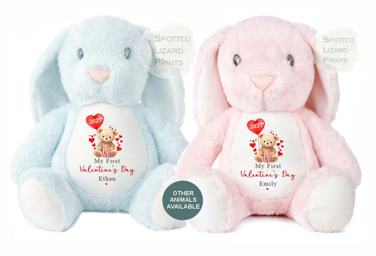 Personalised Valentines Teddy Bear, personalised Valentines Gift, Gift for Girlfriend, Valentines Day soft Toy, Gift for Her