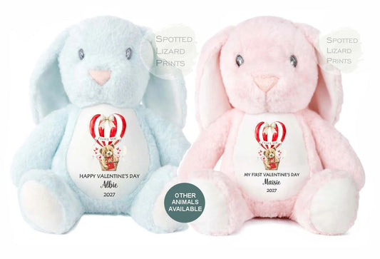 Personalised First Valentines Teddy Soft Toy, personalised Valentines Gift, Valentines Day soft Toy, Gift for Her, Our little Valentine