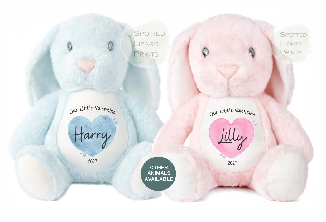 Personalised First Valentines Teddy Bear, personalised Valentines Gift, Valentines Day soft Toy, Gift for Her, Our little Valentine