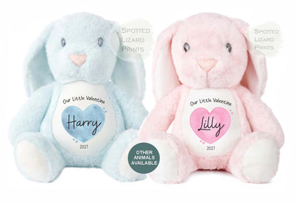 Personalised First Valentines Teddy Bear, personalised Valentines Gift, Valentines Day soft Toy, Gift for Her, Our little Valentine