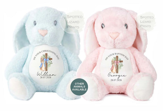 Personalised Christening Teddy Bear, Baby Baptism Gift, Custom Baby Name Soft Toy, Christening Keepsake Gift, Baby Girl Boy Gift, kids Bears