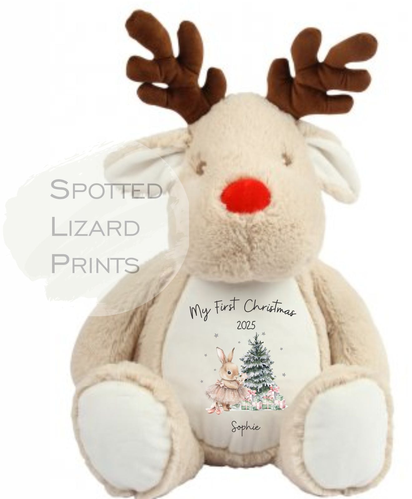 Personalised First Christmas Reindeer Teddy 