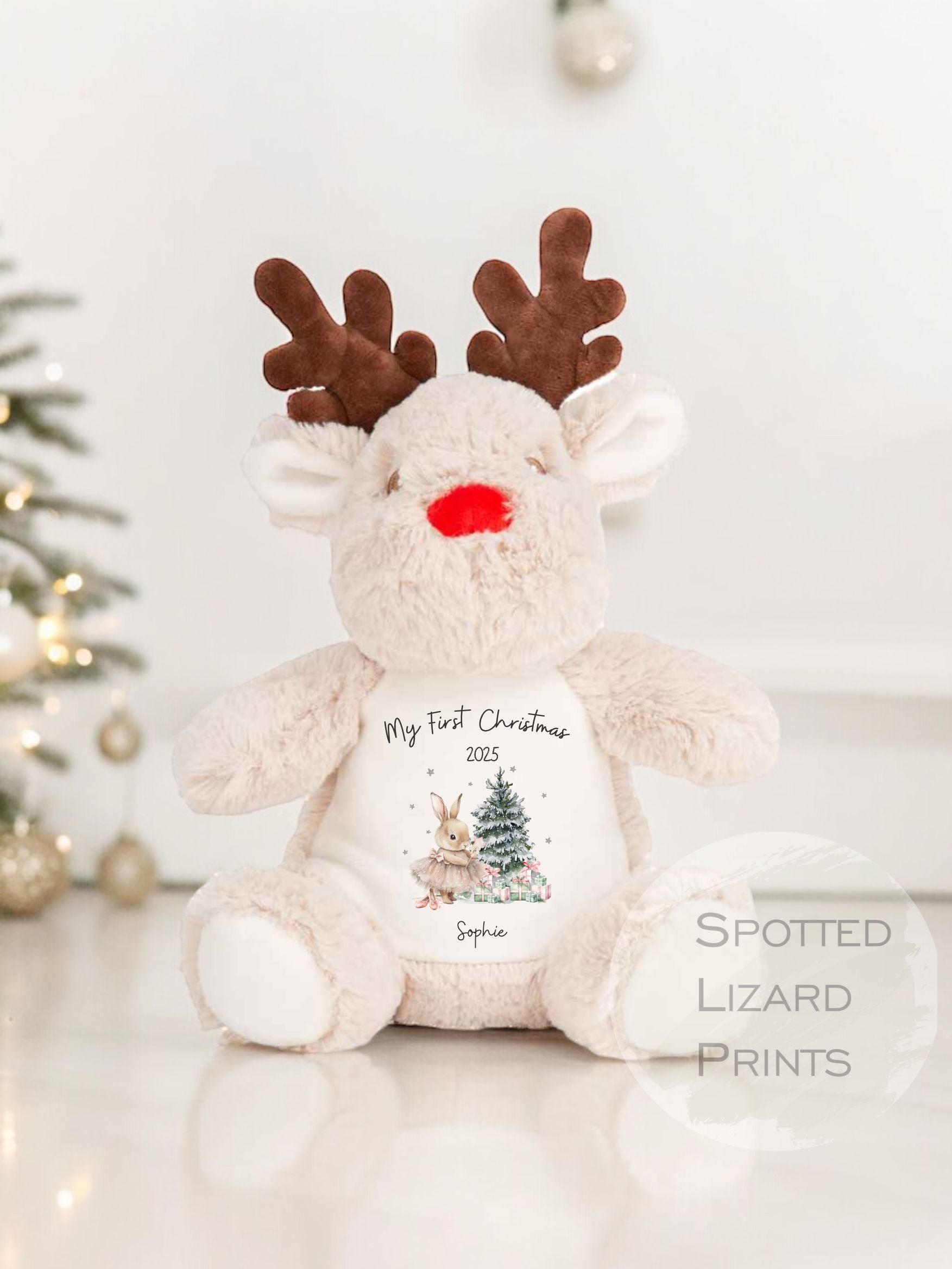 Personalised First Christmas Reindeer Teddy 