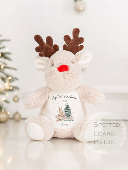Personalised First Christmas Reindeer Teddy 