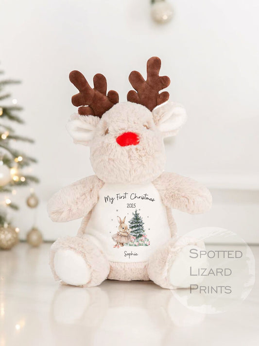 Personalised First Christmas Reindeer Teddy 