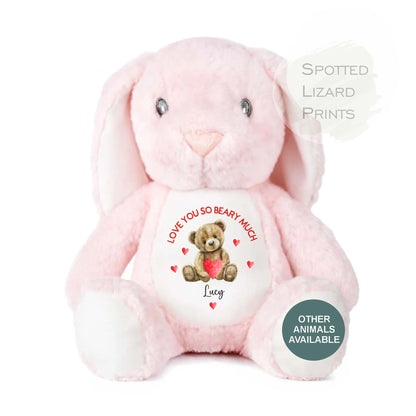 Personalised First Valentines Teddy Soft Toy, personalised Valentines Gift, Valentines Day soft Toy, Gift for Her, Our little Valentine