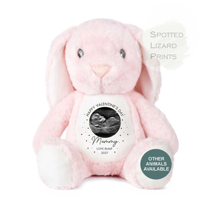 Valentines Day Gift From Bump Bunny Soft Toy - Mummy Teddy Bear - Baby Scan Teddy - Valentine's Day From Bump - Bumps First Valentines Day