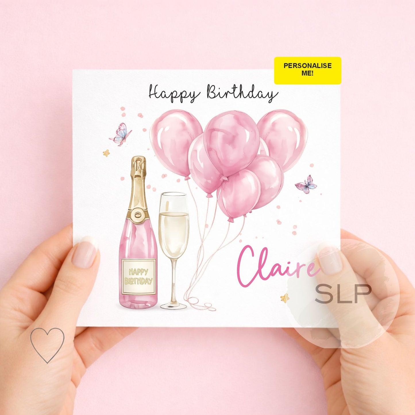 Personalised Lovely Friend Birthday Card - Loveliest Friend Birthday Card - Pink Champagne Card For Special Friend - Bestie Birthday Gift