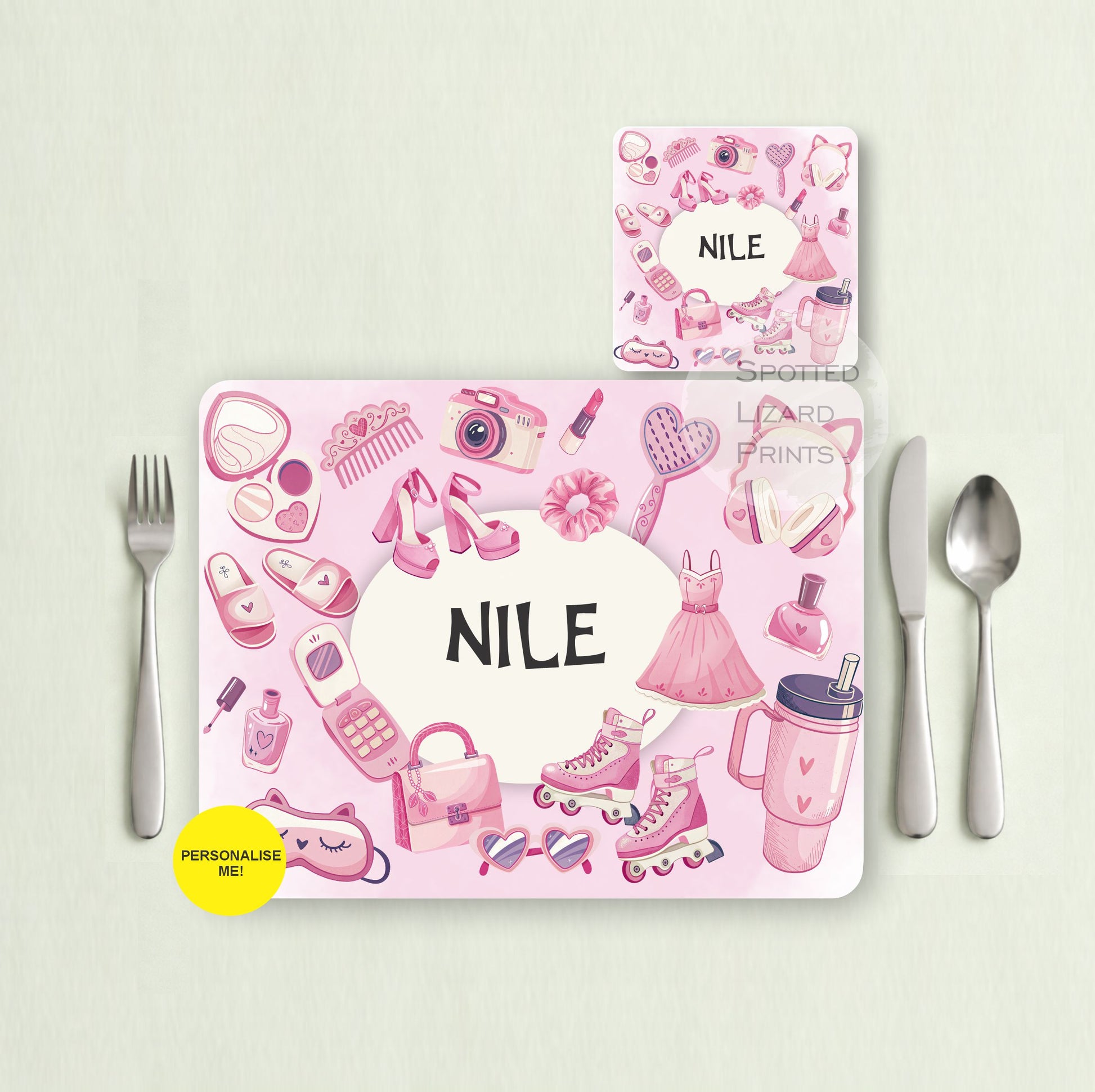 Gift for Kids - Personalised Placemat - Placemat and Coast set - Personalised Tableware - Personalised Coaster - 