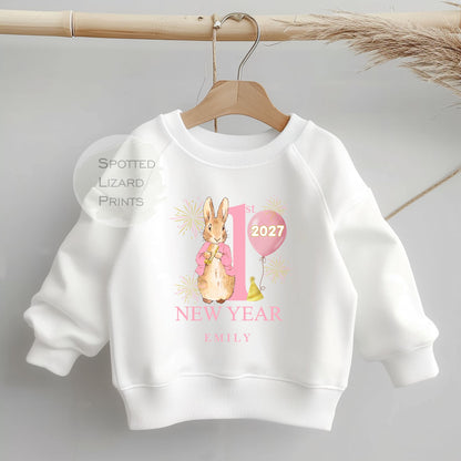 Personalised Peter Rabbit First New Years Eve Baby Outfit- My First New Years Eve Sleepsuit or Vest- 1st New Year Peter Rabbit
