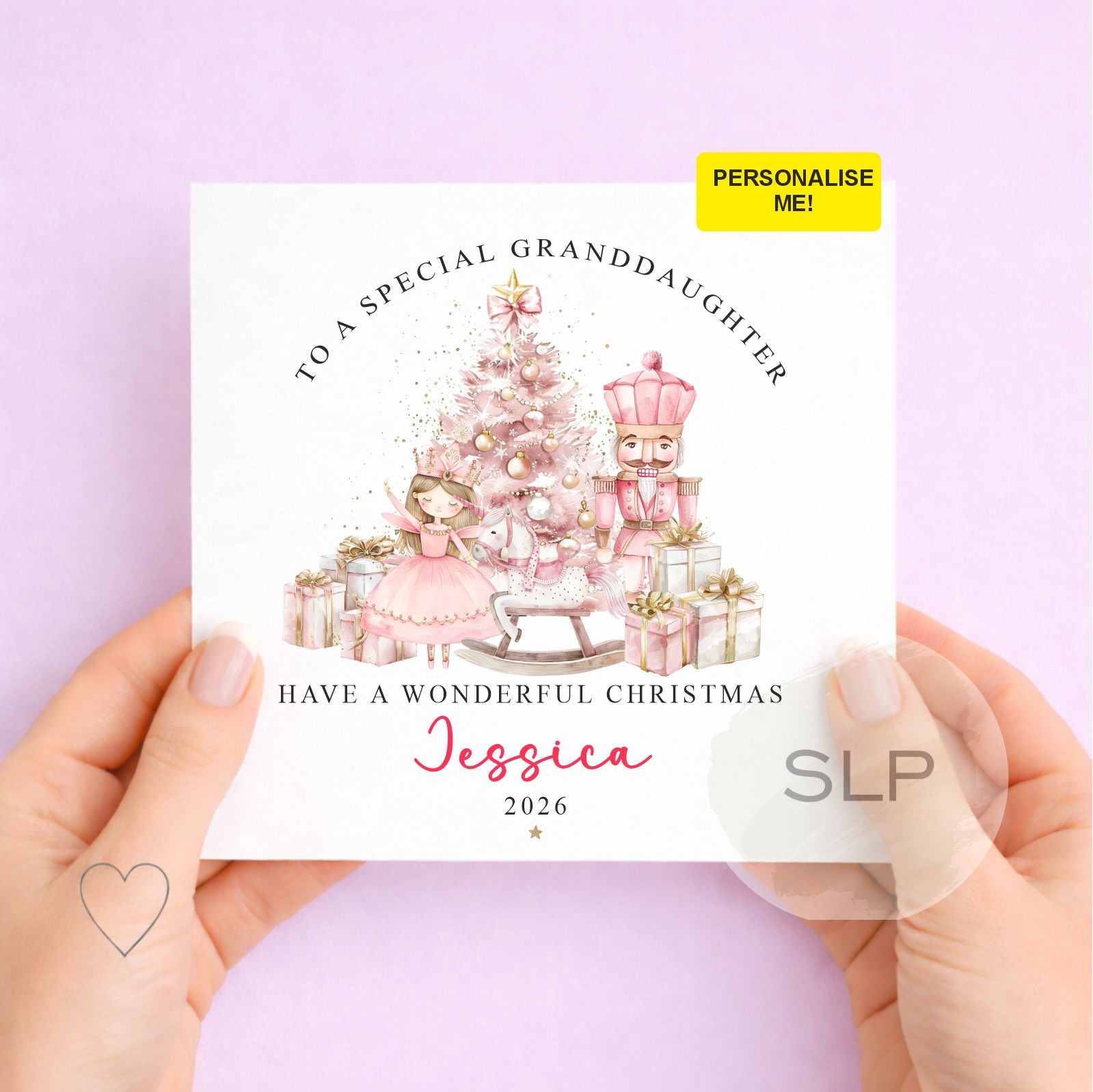 Personalised Pink Nutcracker Christmas Card for Girls