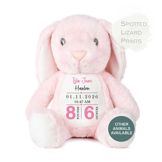 Personalised Soft Toy,New Birth Gift,Baby Shower Gift,New Baby Gift,Baby Keepsake, Baby Boy,Newborn Gift, Bunny Toy, Teddy,New Parents