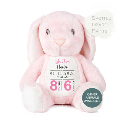 Personalised Soft Toy,New Birth Gift,Baby Shower Gift,New Baby Gift,Baby Keepsake, Baby Boy,Newborn Gift, Bunny Toy, Teddy,New Parents