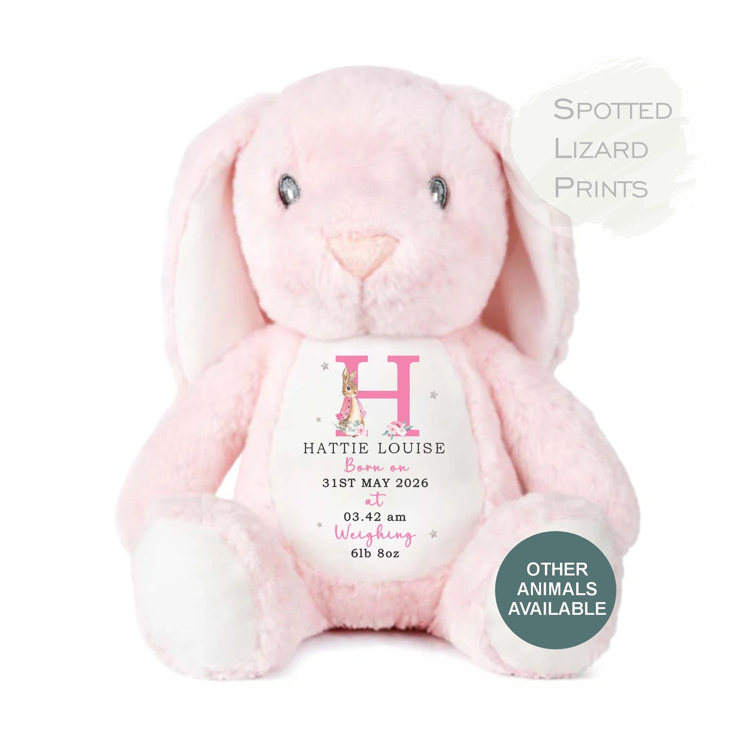 Personalised Soft Toy , New Birth Gift, Baby Shower Gift, New Baby Gift, Baby Keepsake