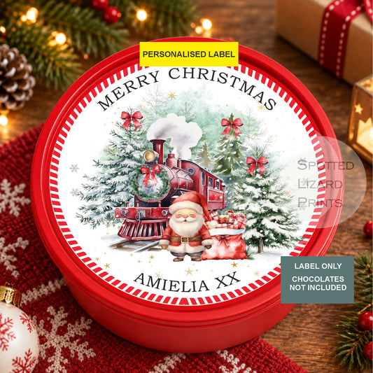 Personalised Christmas Chocolate Tub Sticker, Santa Mail Treat Tub Label, Christmas Eve Sweet Sticker, Kids Xmas Gift
