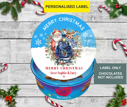 Personalised Christmas Chocolate Tub Labels, Merry Christmas Stickers