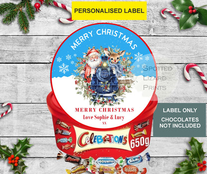 Personalised Christmas Chocolate Tub Labels, Merry Christmas Stickers