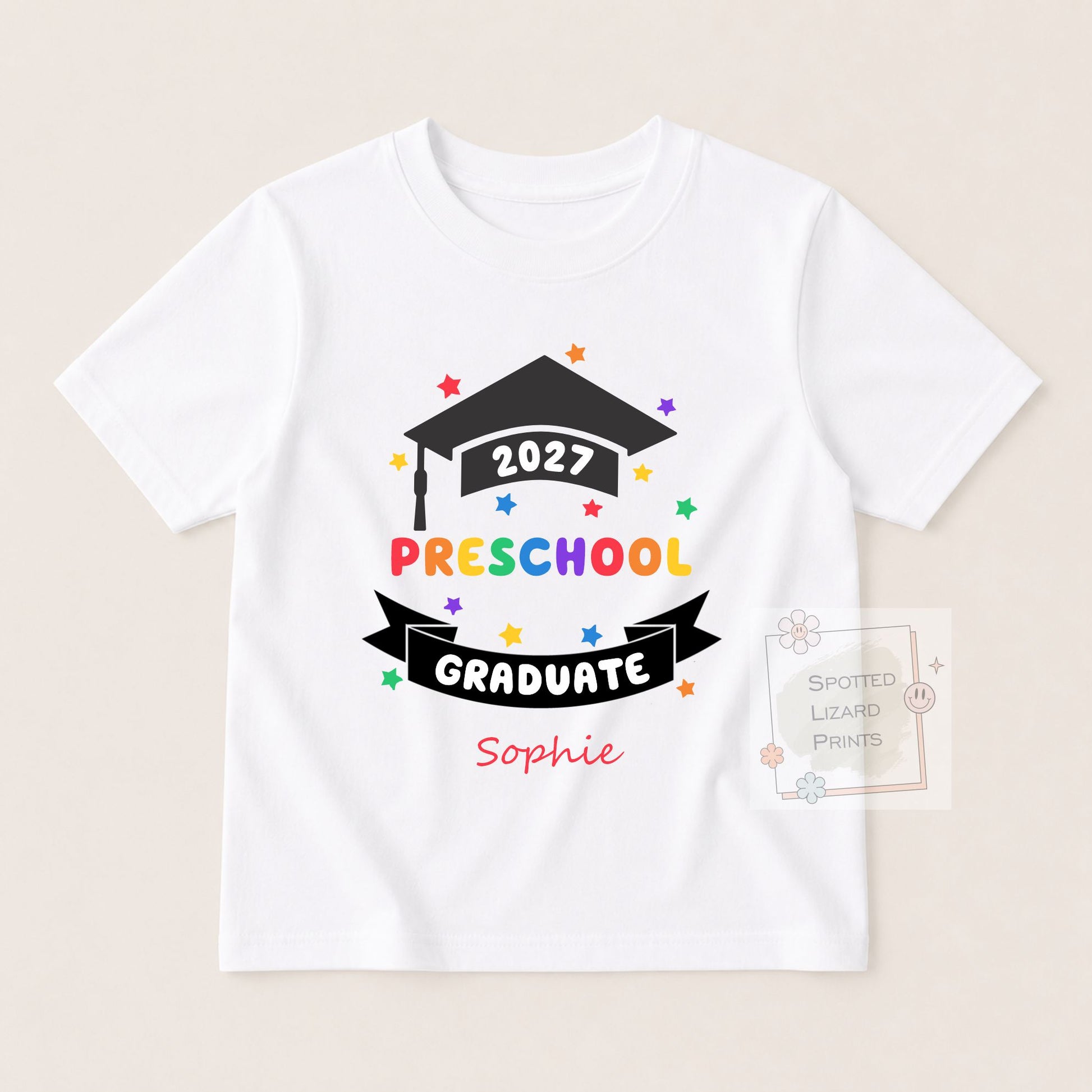 Personalised Nursery Graduation T-Shirt 2027 | Preschool Reception Childminder Graduate Shirt | Kids Leavers Top | Custom Name Graduation
