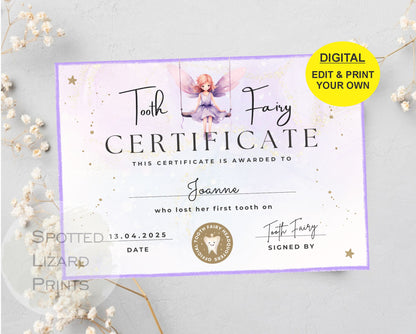 Tooth Fairy certificate