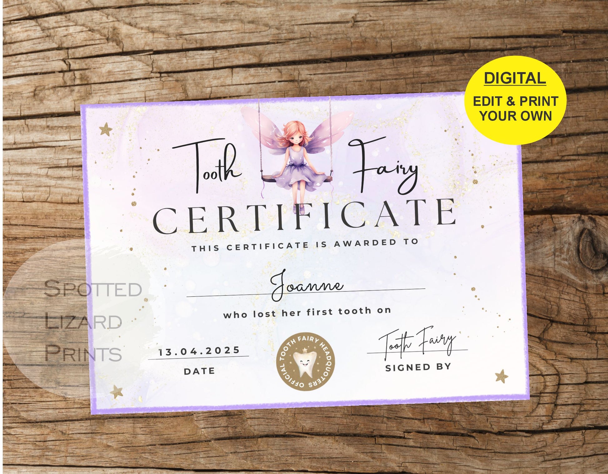 Tooth fairy certificate
