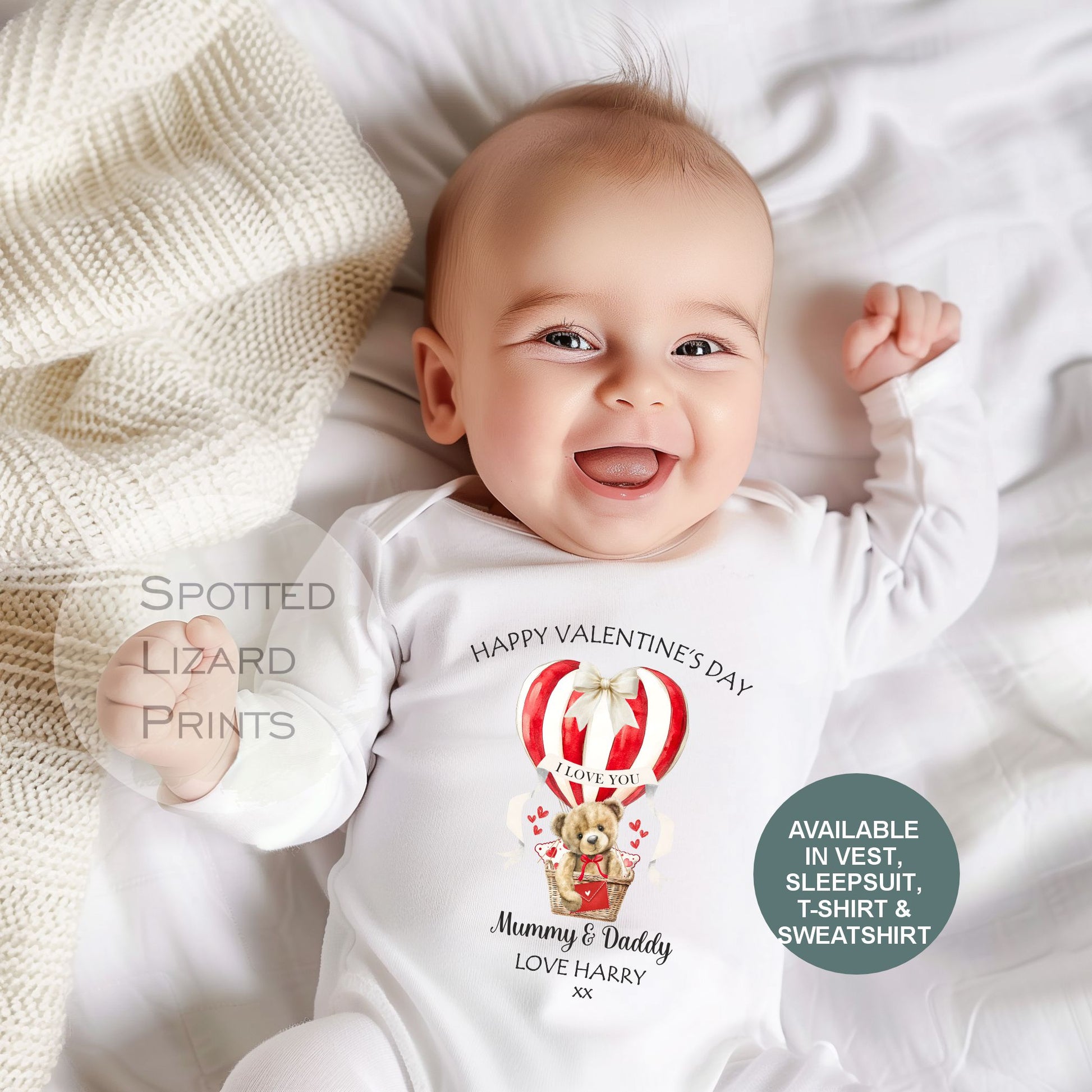 personalised valentines day sleepsuit