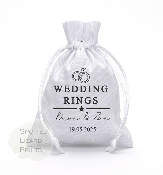 Personalised Wedding Ring Pouch | Personalised Ring Bearer Bag | Personalised Ring Bag, Ring Security Bag, Page Boy, Wedding ring keepsake