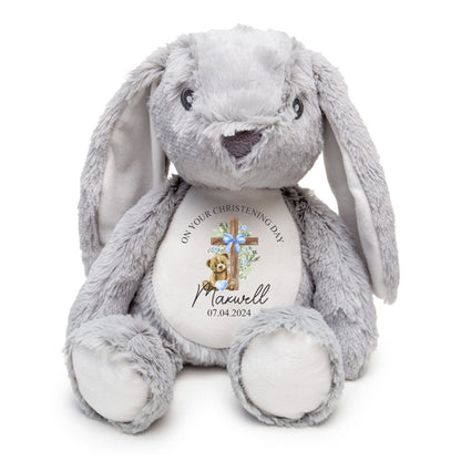 rabbit personalised christening soft toy