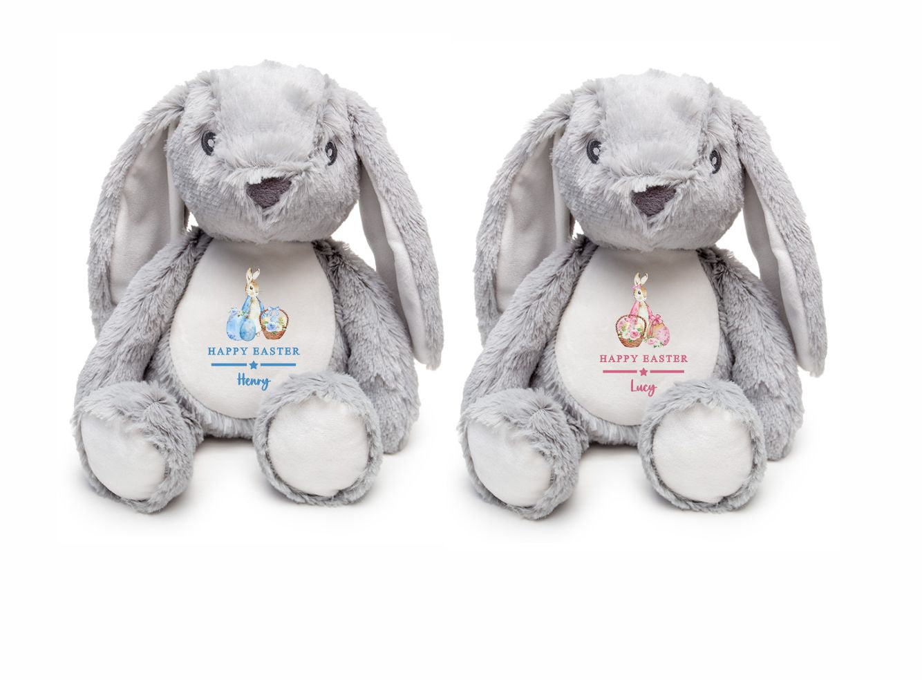 Personalised Easter Rabbit soft Toy. Unique Hand printed Rabbit. Gift for Children at Easter. 