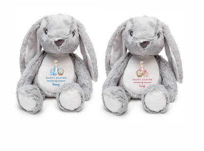 Personalised Easter Rabbit soft Toy. Unique Hand printed Rabbit. Gift for Children at Easter. 