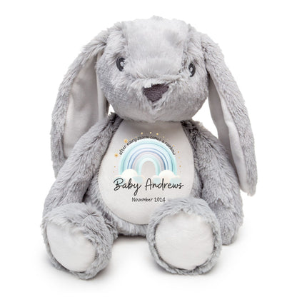 after every storm comes a rainbow personalised soft toy rabbit