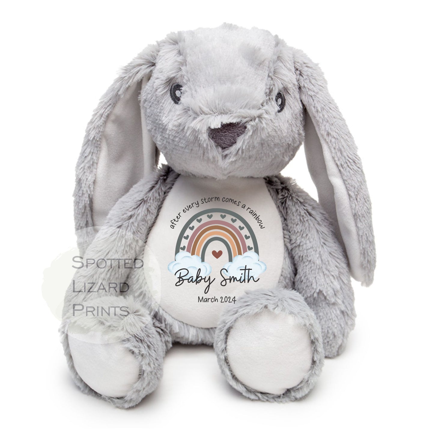 After Every Storm comes a rainbow Baby Teddy - IVF New baby arrival gift, new baby soft toy | miracle baby | rainbow baby