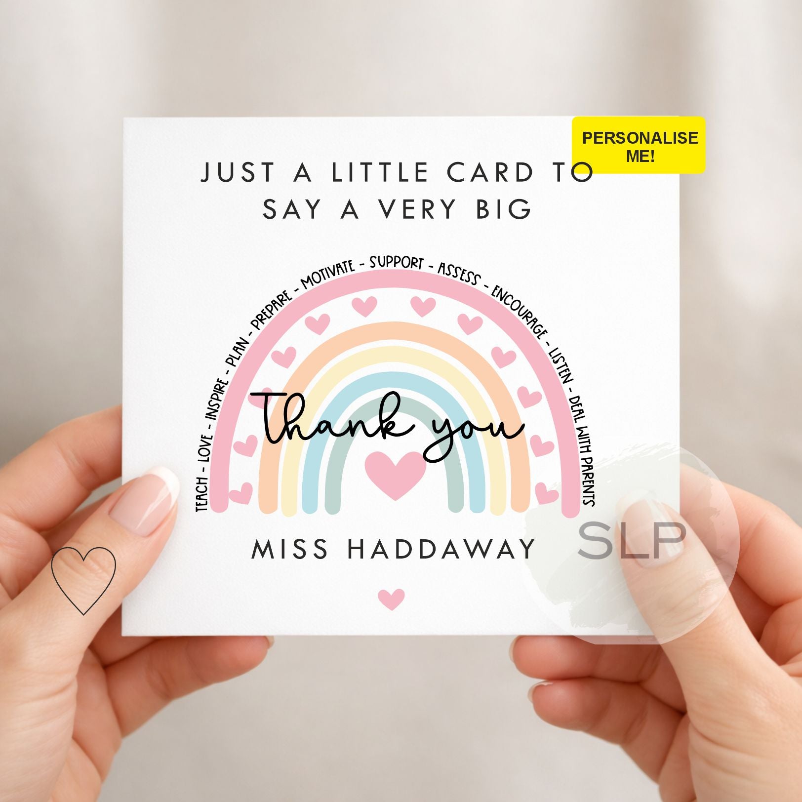 A Little Card To Day A Big Thank You - Thank You Teacher Card, End Of School Card, Teacher Appreciation Card - Personalised Card
