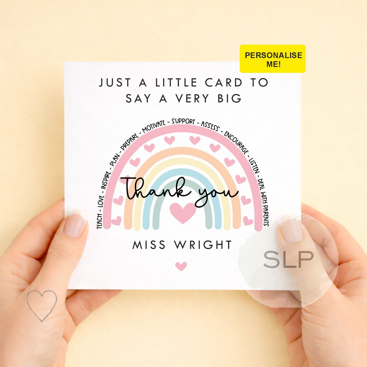 A Little Card To Day A Big Thank You - Thank You Teacher Card, End Of School Card, Teacher Appreciation Card - Personalised Card