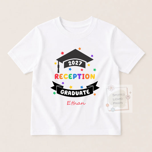 Personalised Nursery Graduation T-Shirt 2027 | Preschool Reception Childminder Graduate Shirt | Kids Leavers Top | Custom Name Graduation