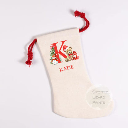 personalised santa stocking with initial and name