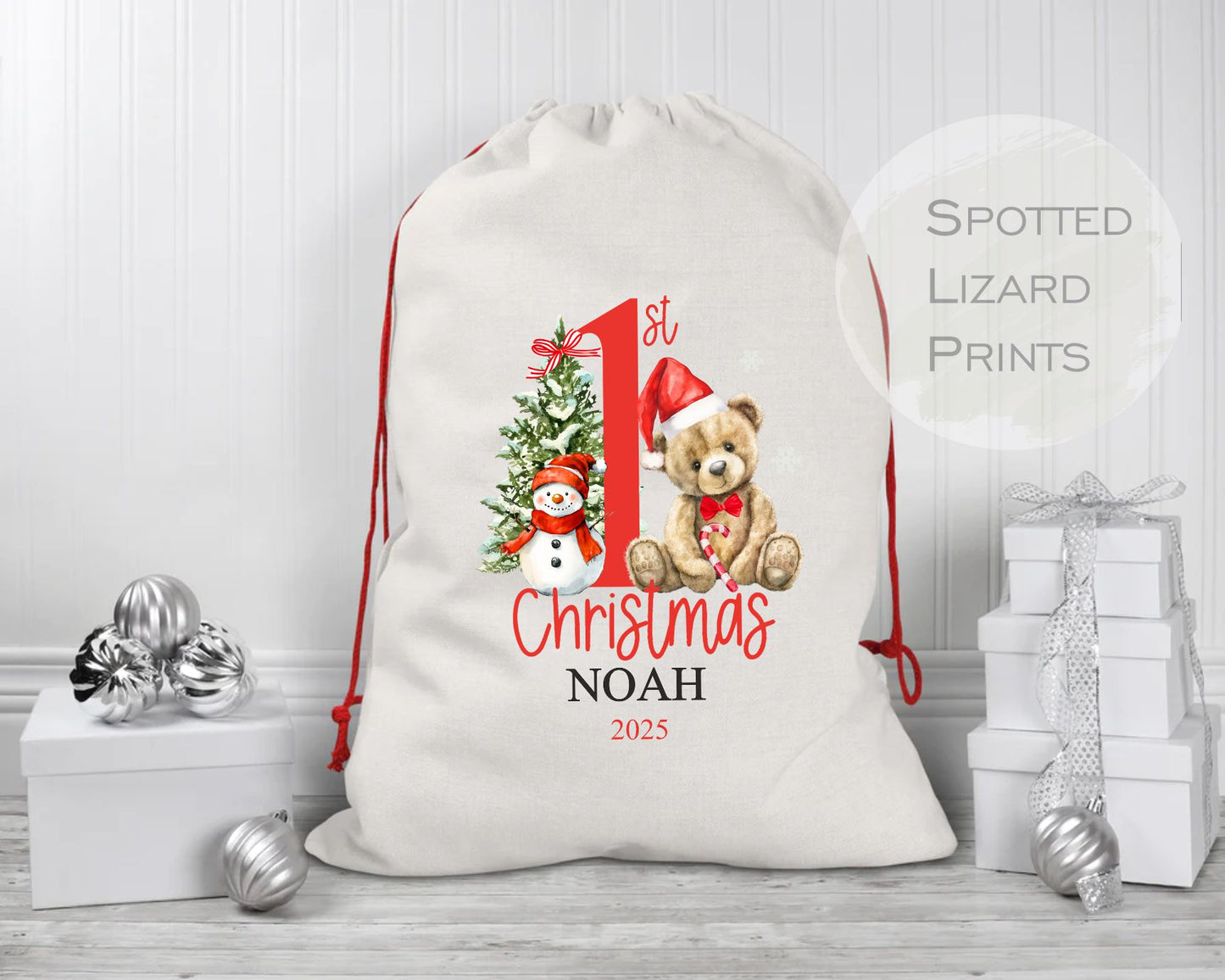 personalised first christmas santa sack