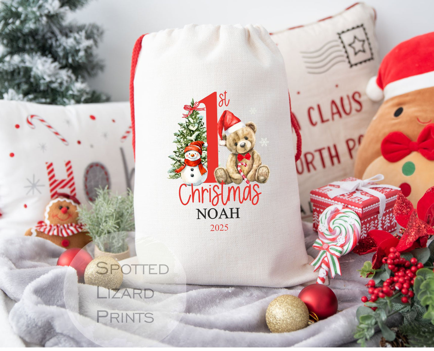 personalised first christmas santa sack