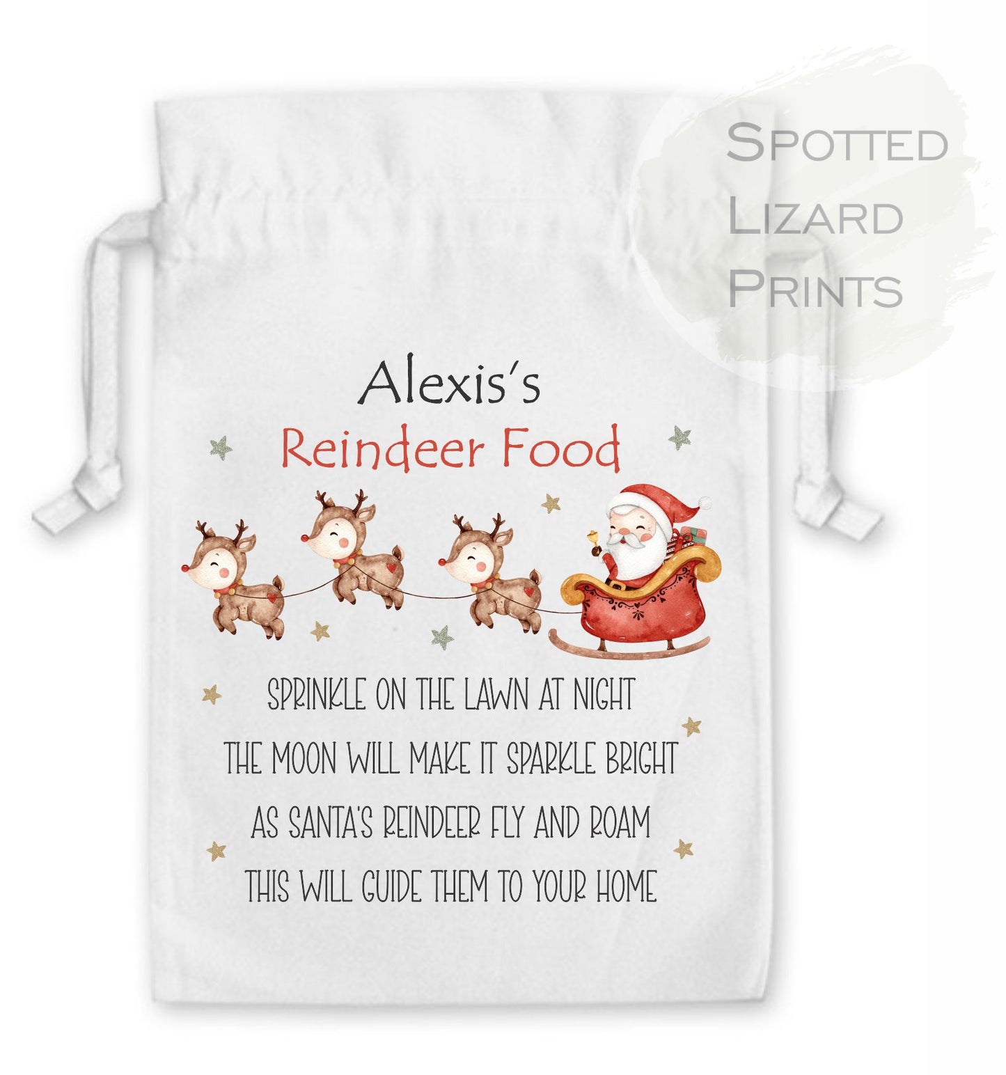 personalised bag for reindeer food