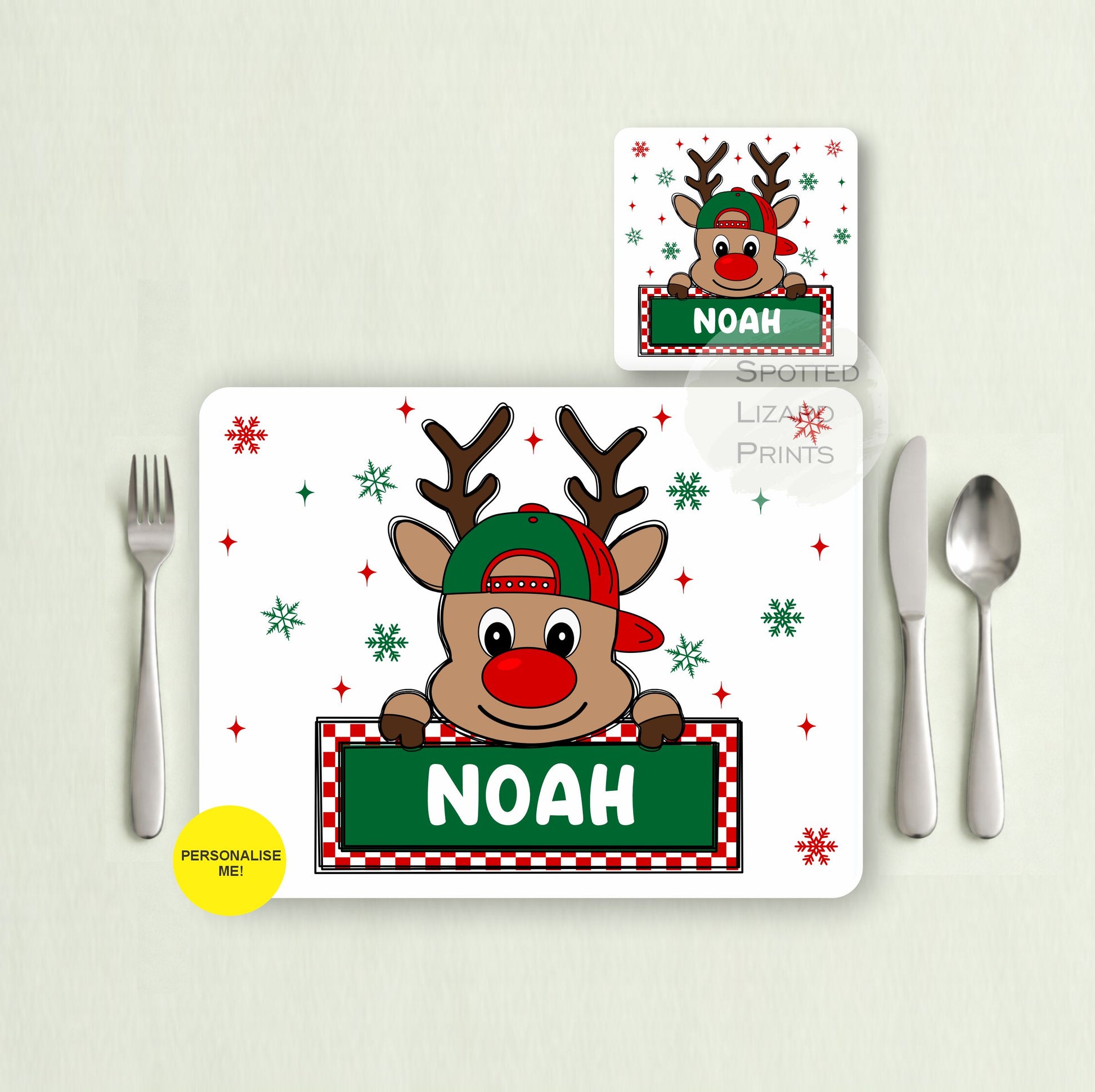 Gift for Kids - Personalised Placemat - Placemat and Coast set - Personalised Tableware - Personalised Coaster - 