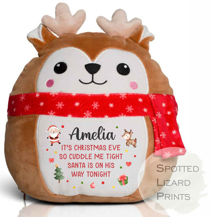 Personalised Reindeer Christmas Eve Box Filler Teddy Bear Plushie Present Keepsake - Christmas Eve Buddy - First Christmas gift