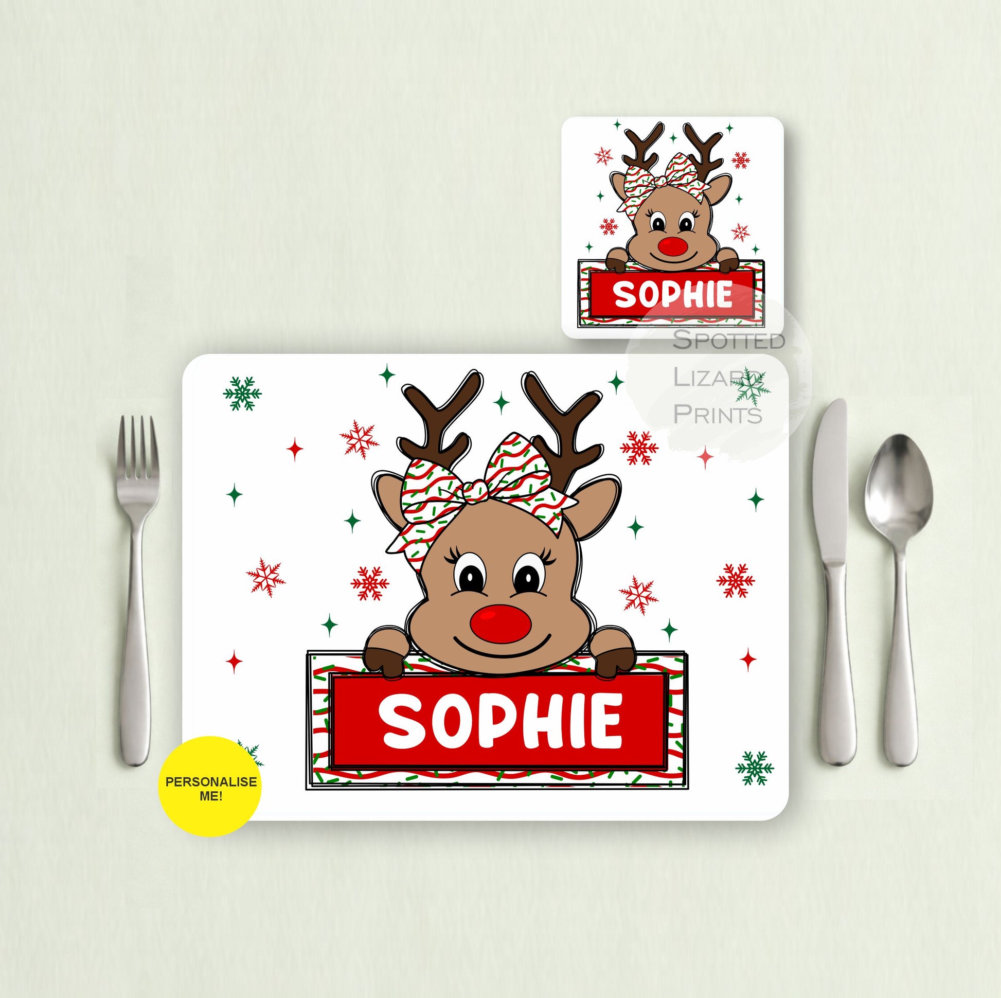 Gift for Kids - Personalised Placemat - Placemat and Coast set - Personalised Tableware - Personalised Coaster - 